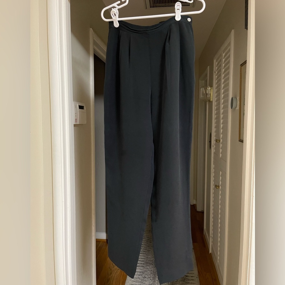 EUC The J. Peterman Company Black Silk Trousers